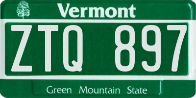 VT license plate ZTQ897