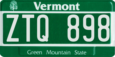 VT license plate ZTQ898