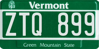 VT license plate ZTQ899