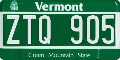 VT license plate ZTQ905