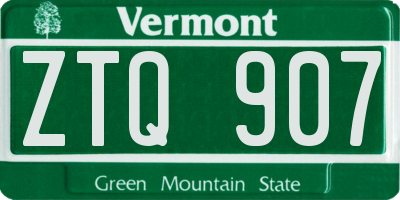 VT license plate ZTQ907