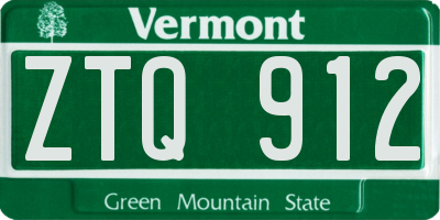 VT license plate ZTQ912