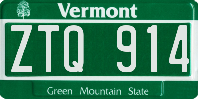VT license plate ZTQ914