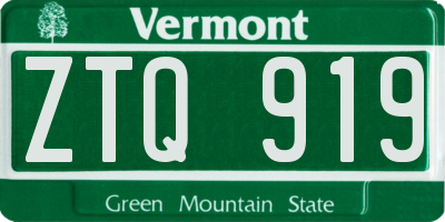 VT license plate ZTQ919