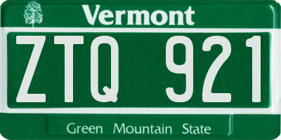 VT license plate ZTQ921