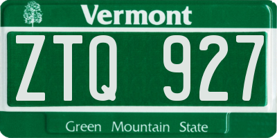 VT license plate ZTQ927