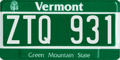 VT license plate ZTQ931