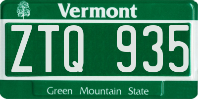 VT license plate ZTQ935