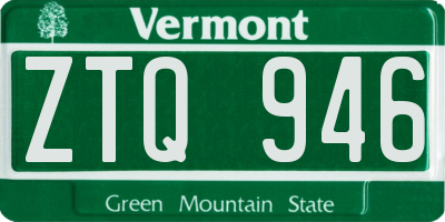 VT license plate ZTQ946