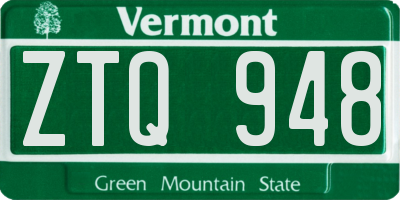 VT license plate ZTQ948