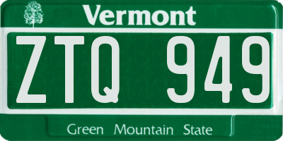VT license plate ZTQ949