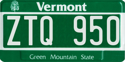 VT license plate ZTQ950