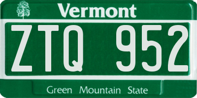 VT license plate ZTQ952