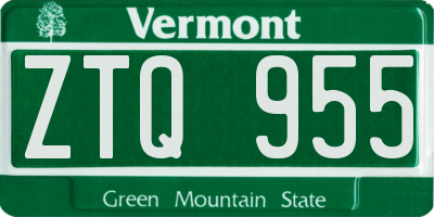 VT license plate ZTQ955