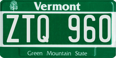 VT license plate ZTQ960