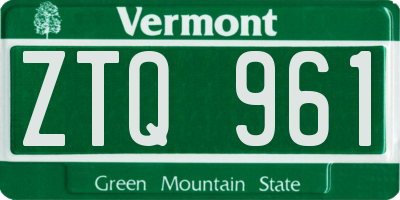 VT license plate ZTQ961