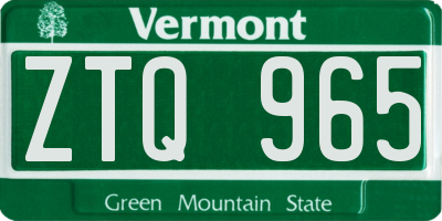 VT license plate ZTQ965