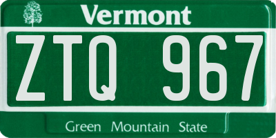 VT license plate ZTQ967