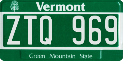 VT license plate ZTQ969