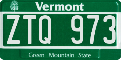 VT license plate ZTQ973
