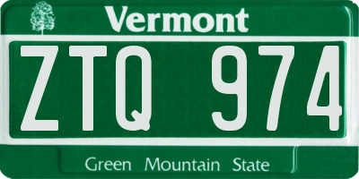 VT license plate ZTQ974