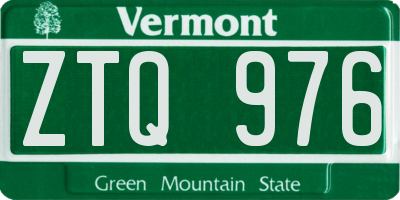 VT license plate ZTQ976