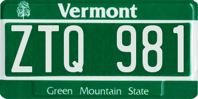 VT license plate ZTQ981