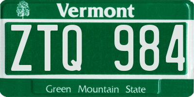 VT license plate ZTQ984