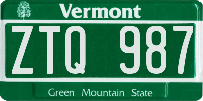 VT license plate ZTQ987