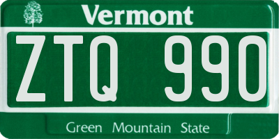 VT license plate ZTQ990