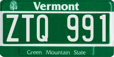 VT license plate ZTQ991