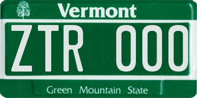 VT license plate ZTR000