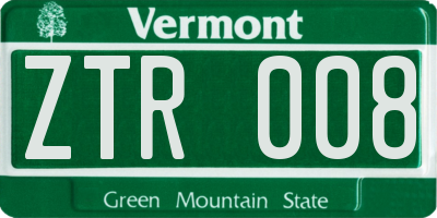 VT license plate ZTR008