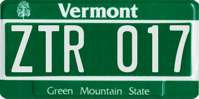 VT license plate ZTR017