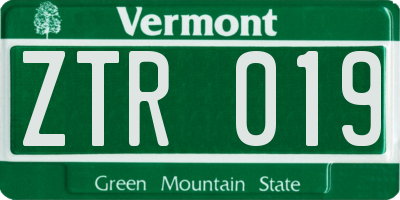 VT license plate ZTR019