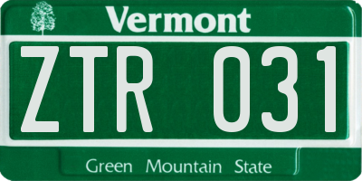 VT license plate ZTR031