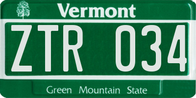 VT license plate ZTR034