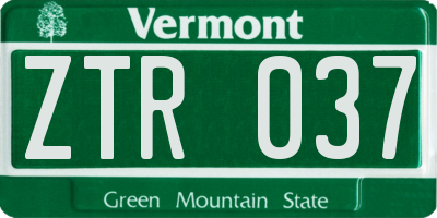 VT license plate ZTR037