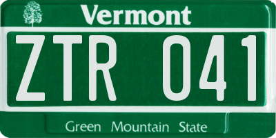VT license plate ZTR041
