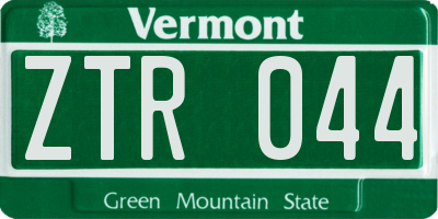 VT license plate ZTR044