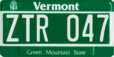 VT license plate ZTR047