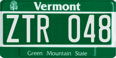 VT license plate ZTR048