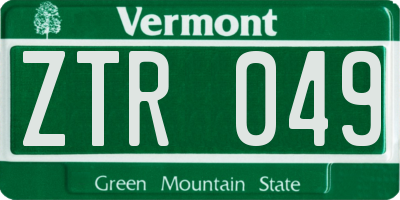VT license plate ZTR049