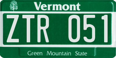 VT license plate ZTR051