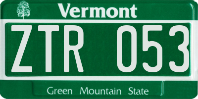 VT license plate ZTR053