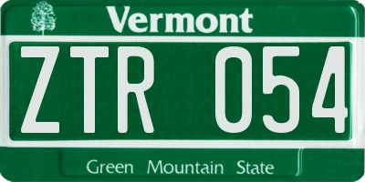 VT license plate ZTR054