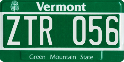 VT license plate ZTR056