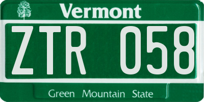 VT license plate ZTR058