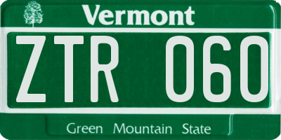 VT license plate ZTR060