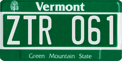 VT license plate ZTR061